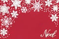 Christmas Noel Sign and Snowflake Decorations Royalty Free Stock Photo