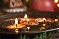 Christmas nut candles floating in water Royalty Free Stock Photo