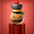 Christmas nutcracker cartoon illustration. Wooden soldier toy gift