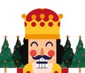 Christmas nutcracker face pine trees Royalty Free Stock Photo