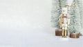 Christmas nutcracker toy soldier figurine ornament in white. Decoration for new year.