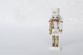 Christmas nutcracker toy soldier figurine ornament in white. Decoration for new year.