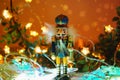 Christmas Nutcracker Toy Soldier With Christmas Light Background