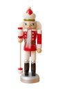 Christmas nutcracker toy soldier traditional figurine, Isolated on white background Royalty Free Stock Photo