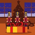 Christmas nutcracker and tree gifts in the home