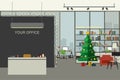 Christmas office illustration in flat style.