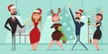 Christmas office party people vector