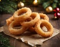 Christmas Onion Rings on Craft Paper. Generative AI