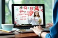 Christmas online sale, Woman using laptop computer for shopping online discount store in Christmas season, digital marketing, e