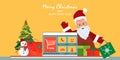 Christmas online shopping concept on laptop screen with gift boxes