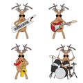 Christmas orchestra. Merry Christmas deer play musical instruments Royalty Free Stock Photo