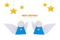 Christmas origami angel decorations in paper on a white background Royalty Free Stock Photo