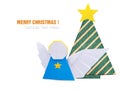 Christmas origami angel decorations in paper on a white background Royalty Free Stock Photo