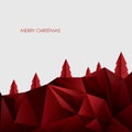 Christmas origami card vector template. Polygonal