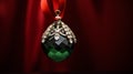 Christmas Ornament, beautiful jeweled emerald antique ornament with antique background.