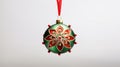 Christmas Ornament, beautiful red and green antique ornament with antique background.