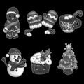 christmas ornament Black and White illustration