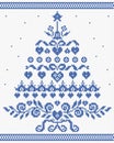 Christmas ornament blue tree vector seamless texture