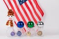 Christmas ornament with colorful balls with american flag Royalty Free Stock Photo