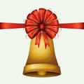 Christmas ornament colorful bell with red decorative ribbon on white background Royalty Free Stock Photo