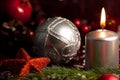 Christmas ornament decoration - candle and silver christmas ball