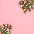Christmas ornament decoration pink square background Royalty Free Stock Photo
