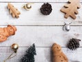 Christmas ornament decoration on wooden grunge background Royalty Free Stock Photo