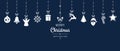 christmas ornament elements hanging blue background Royalty Free Stock Photo