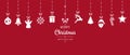 Christmas ornament elements hanging red background Royalty Free Stock Photo