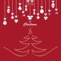 christmas ornament elements hanging red background Royalty Free Stock Photo