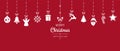 christmas ornament elements hanging red background Royalty Free Stock Photo