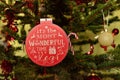 Christmas Ornament with inscription decorated the Christmas tree
