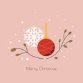 Christmas ornament with leafs - Vector illustration