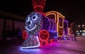 CHRISTMAS ornament, LIGHTINGS IN OLD TOWN, WARSAW, POLAND. Royalty Free Stock Photo