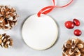 Christmas Ornament Mockup with fresh cranberries and pine cones