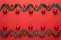 Christmas ornament on a red background with copy space Royalty Free Stock Photo