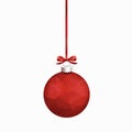 Christmas ornament with red ribbon. Vector Illustration. Royalty Free Stock Photo