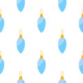 Christmas Ornament Seamless Pattern with Light Blue Baubles in Shape of Pine Cone for Winter Holiday Design. Bright Repeat Bauble Royalty Free Stock Photo