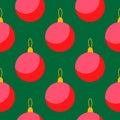 Christmas Ornament Seamless Pattern with Red Baubles for Winter Holiday Design. Bright Repeat Bauble Wallpaper. Greeting Card Royalty Free Stock Photo