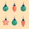 Christmas ornament set. Christmas tree ornament vector illustration Royalty Free Stock Photo