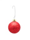 Christmas Ornament w/Hook - Red w/Glitter