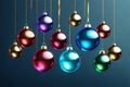 Christmas ornaments ball. Set Transparent glass Christmas balls. Realistic 3d Xmas decoration design