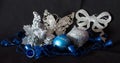 Christmas ornaments blue and silver Royalty Free Stock Photo