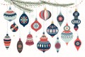 Christmas ornaments collection with decorative Christmas balls