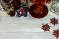 Christmas ornaments decorations and gifts under the  Christmas tree Royalty Free Stock Photo