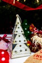 Christmas ornaments decorations and gifts under the  Christmas tree Royalty Free Stock Photo