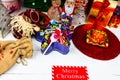 Christmas ornaments decorations and gifts under the  Christmas tree Royalty Free Stock Photo
