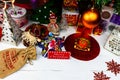 Christmas ornaments decorations and gifts under the  Christmas tree Royalty Free Stock Photo
