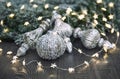 Christmas ornaments festive lights dark background Royalty Free Stock Photo