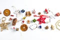 CHRISTMAS ORNAMENTS IN LINE. DECORATIVE ELEMENTS ON WHITE BACKGROUND